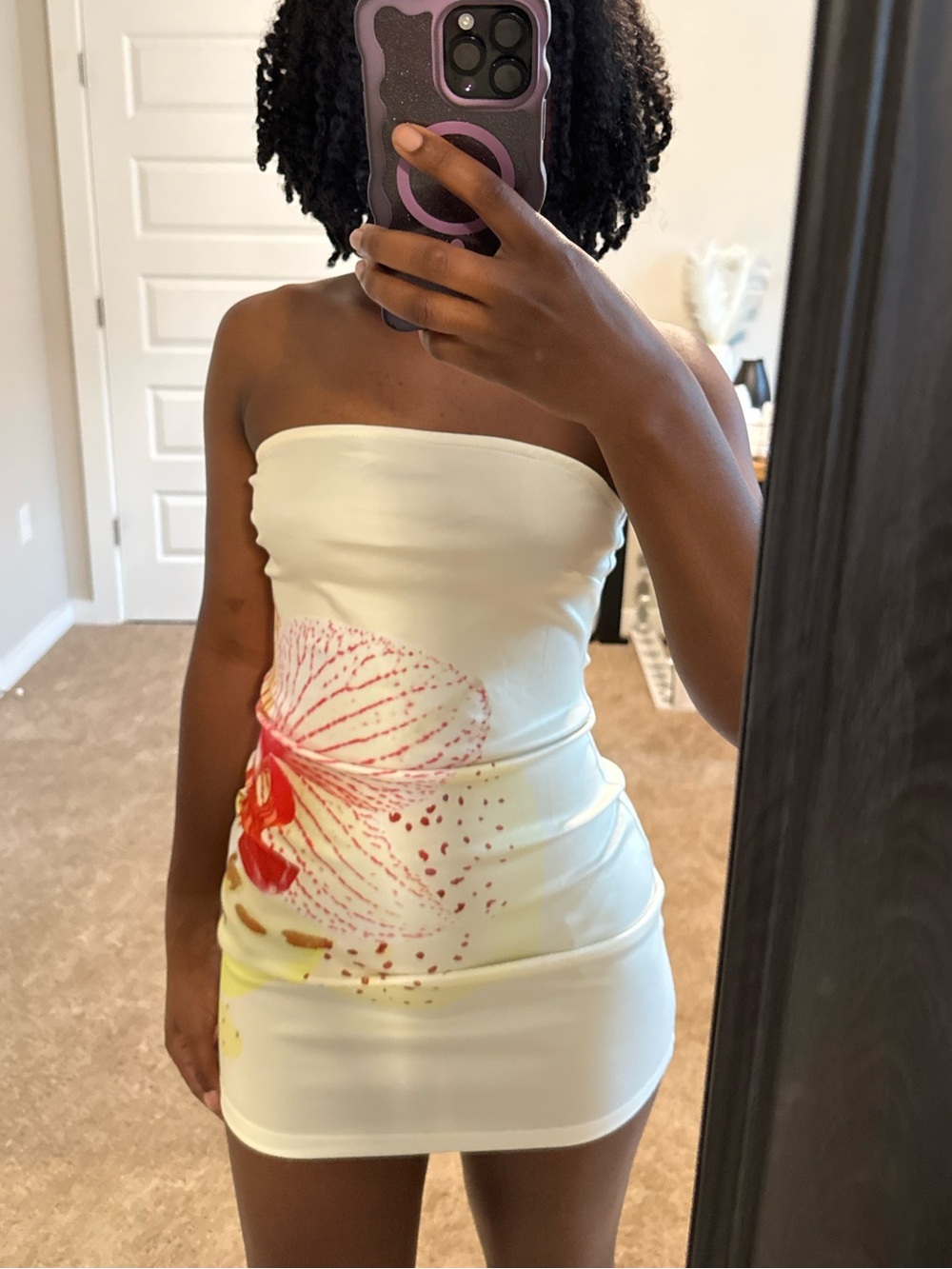 EGO Bandeau Mini Dress In Yellow Floral Print